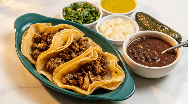 3 Tacos De Fajita O Pollo / 3 Beef or Chicken Tacos.