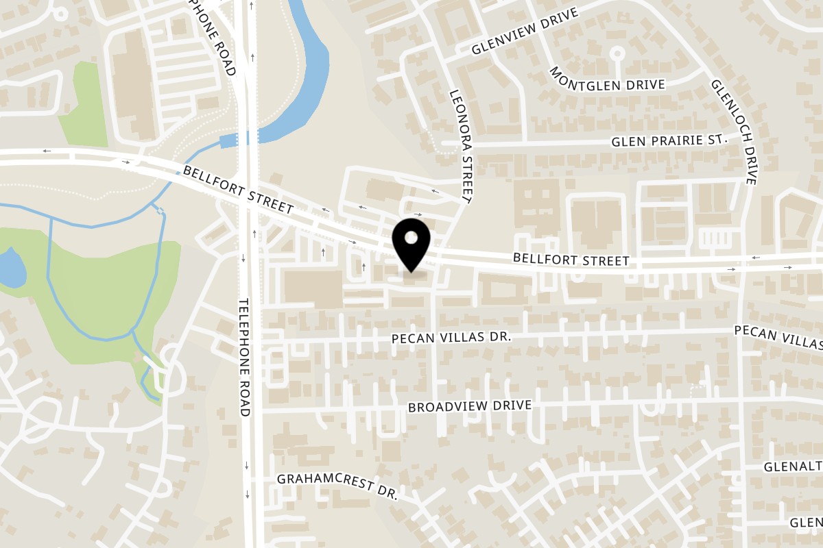Map showing the location of Jillian's on 7554 Bellfort Ave in Houston